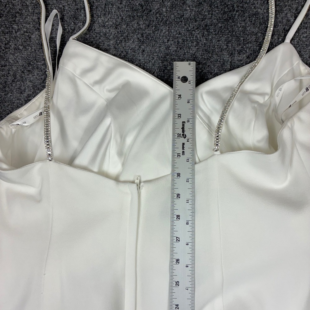 Jules & Cleo White Ruched Surplice Cocktail Dress Rhinestone Straps Size 16 - Picture 9 of 11
